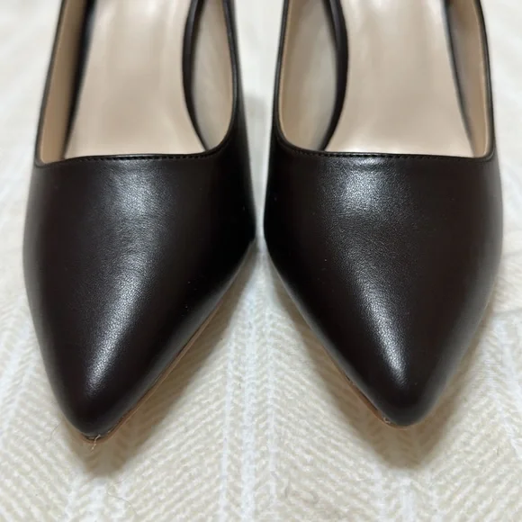 NWOB Halston Gayle Pointed Toe Stiletto Heels, Dark Brown, Size US 7.5 - Picture 9 of 13
